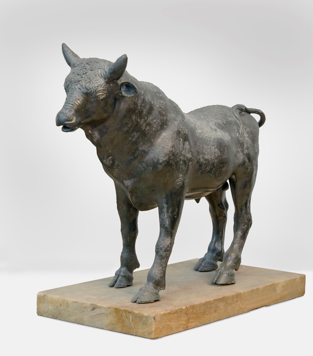 Fountain statuette of small bull.