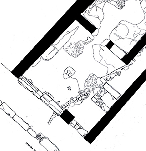 V 1,20-21, plan of front rooms thresholds in entrances 20 and 21.