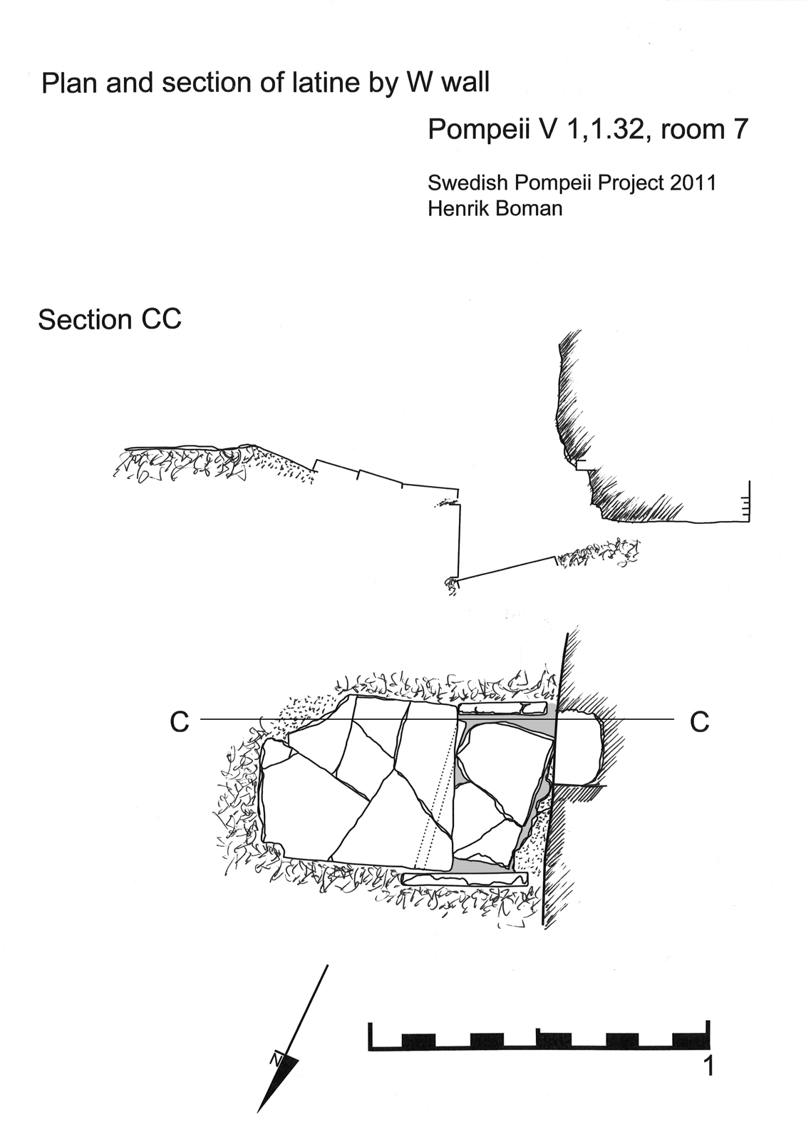 Section and plan of latrine.